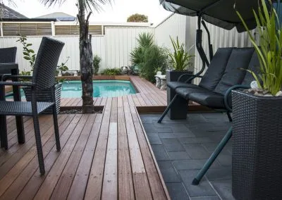 Kapur decking texture beside the pool, Grange