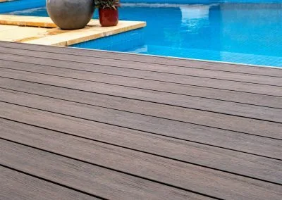 Close-up of NewTechWood composite decking boards