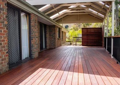 Close-up of ironbark decking boards
