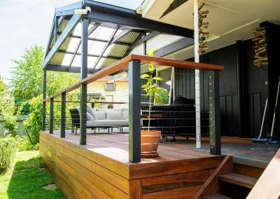 Overview of completed deck and pergola project