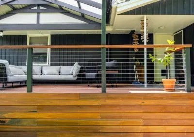 Pergola roofline over deck