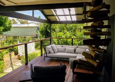 Outdoor entertaining area under new pergola