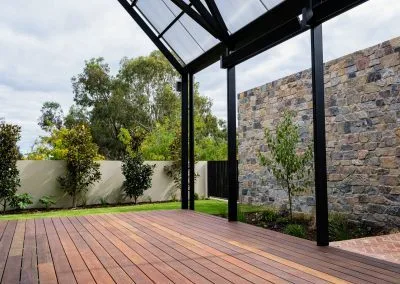 Close-up of Spotted Gum decking boards, The Gully Hotel