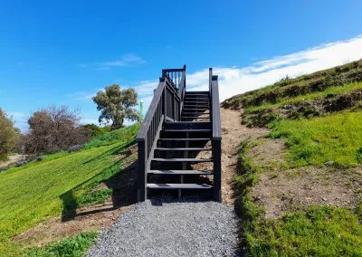 Overview of completed boardwalk and stairs, Hallett Cove