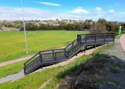 Timber stairs under construction, Hallett Cove boardwalk
