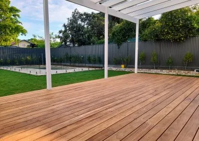 Close-up of blackbutt decking boards