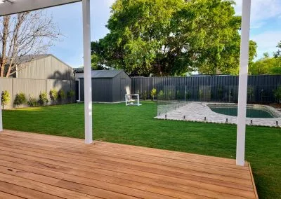 Overview of completed blackbutt deck and EzyGlaze pergola