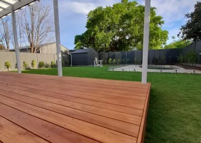 Blackbutt deck and EzGlaze pergola.