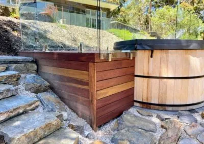 Outdoor spa area with new timber deck