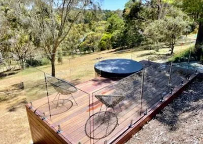 Steps and handrail on Spotted Gum spa deck
