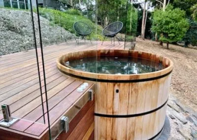 Deck build progress around the spa