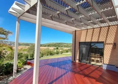 Merbau deck and pergola under construction, Adelaide