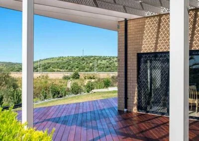 Overview of completed merbau deck and pergola, Adelaide