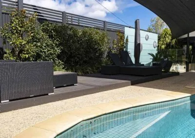 Close-up of Permatimber decking boards around the pool