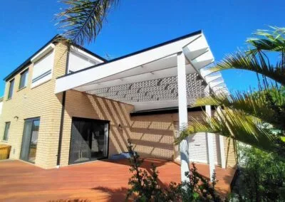 Pergola frame over merbau deck, Adelaide