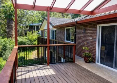 Outdoor entertaining area under new pergola