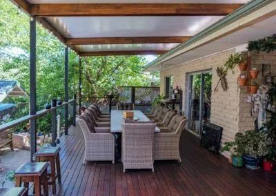Overview of completed merbau deck, roof and garden screen