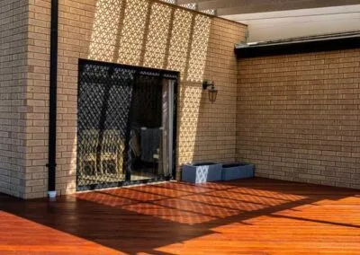 Outdoor entertaining area under new pergola