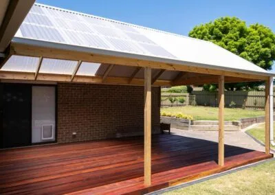 Corner post and beam joinery, Woodside pergola