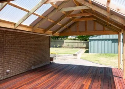 Close-up of merbau decking boards, Woodside
