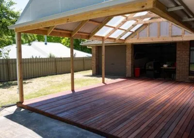 Outdoor entertaining area under new pergola, Woodside