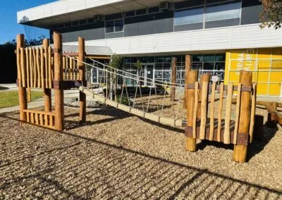 Timber playground structure detail, Morphett Vale Primary School