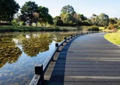 Handrail and balustrade on waterfront boardwalk, Mount Barker