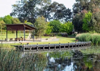 Close-up of boardwalk decking boards, Mount Barker